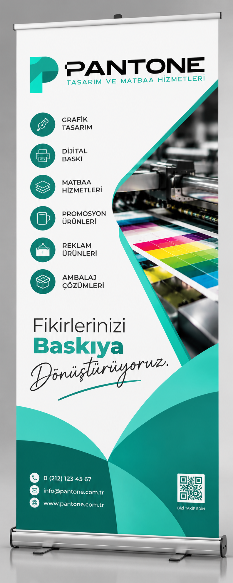 pantone-rollup baski | PANTONE Matbaa Roll Up Banner Baskı 85x200cm | PANTONE Matbaa